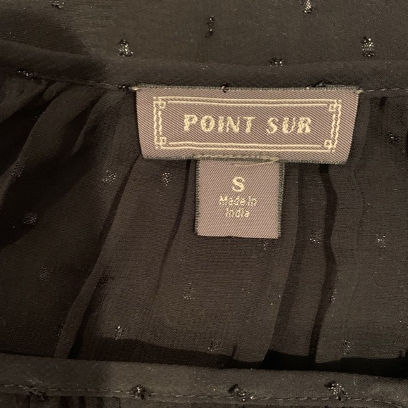 J. Crew Point Sur Popover Pin Dot Chiffon Blouse Black S - Picture 4 of 7